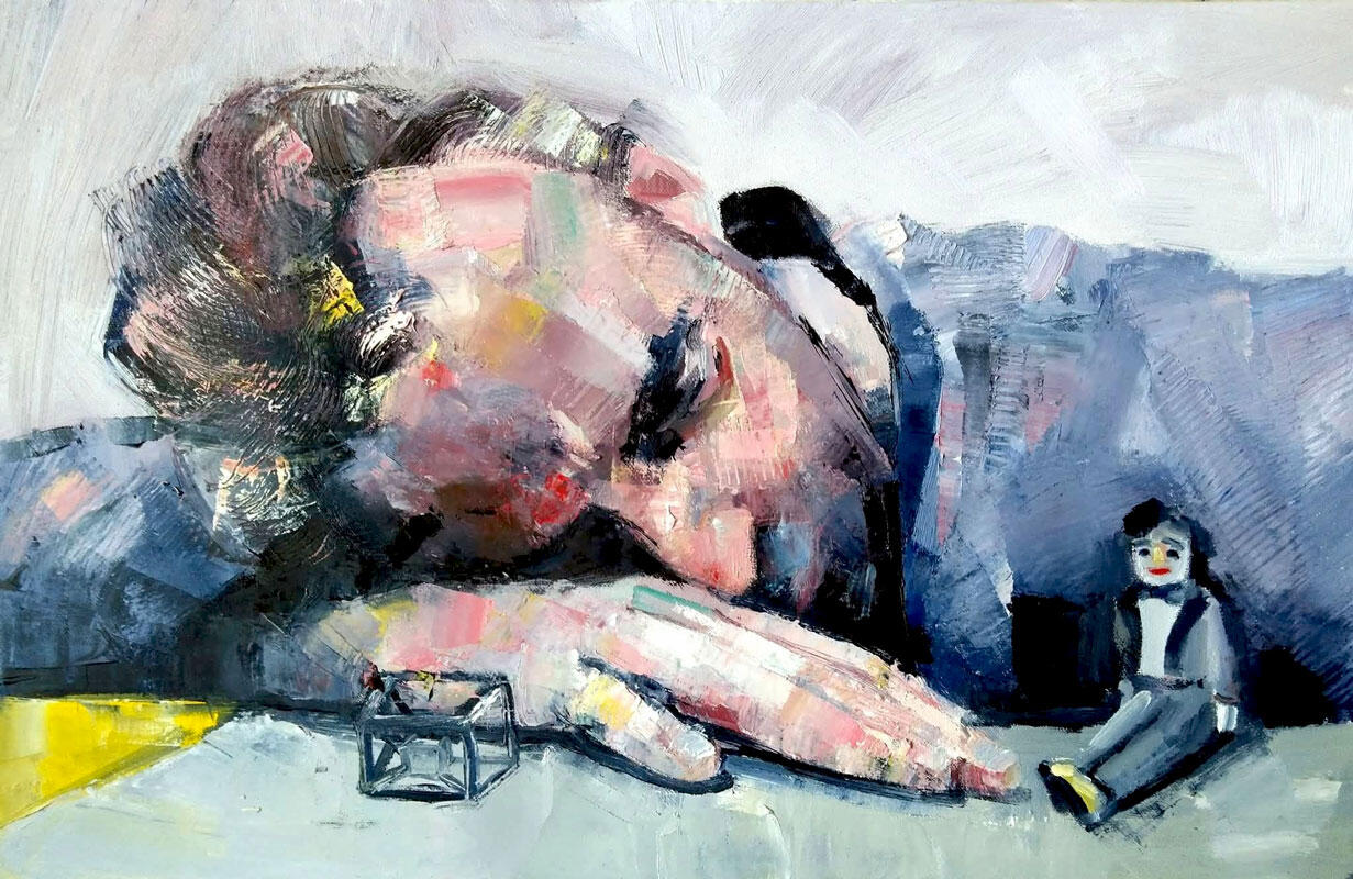 The Dream of the Sleeping Poet, 50x70 cm, oil on canvas, 2026.