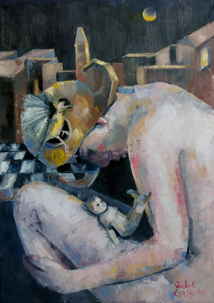 Arlequin, 70x50 cm, oil on canvas, 2025.