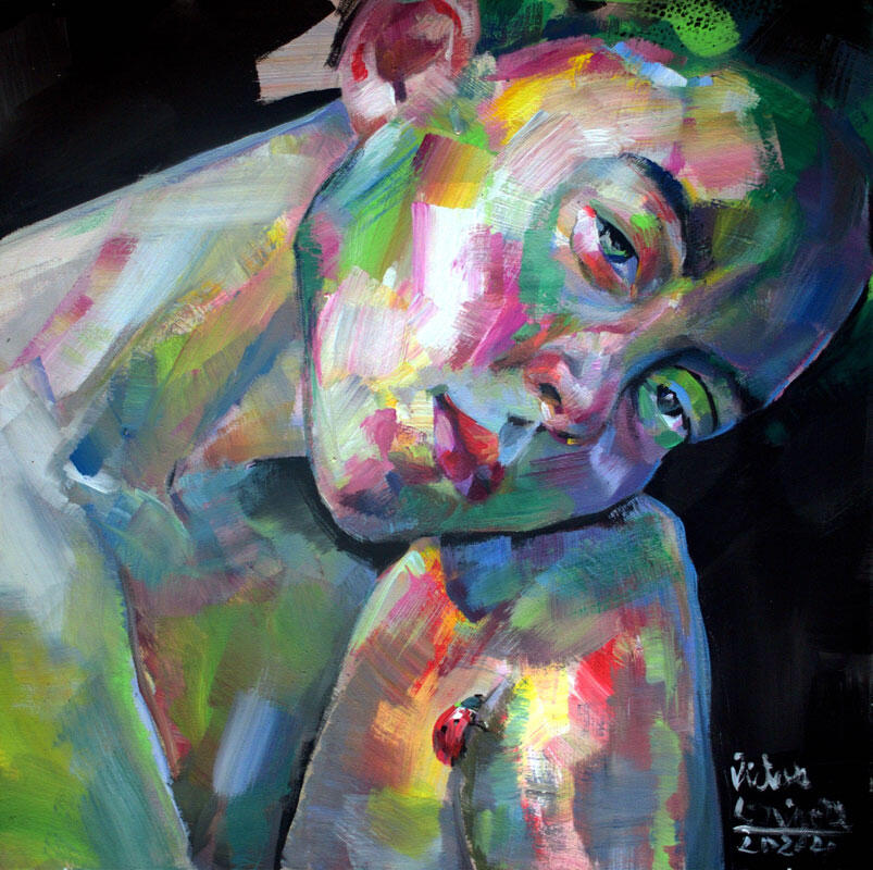 Lady Bug, 50x50 cm, acrylic on canvas, 2025.