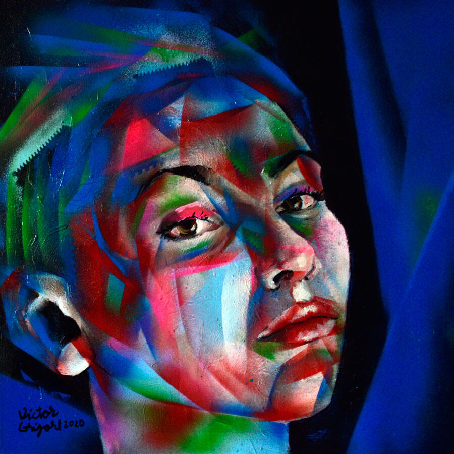 Nostagia, acrylic spray on canvas, 50x50 cm, 2024.