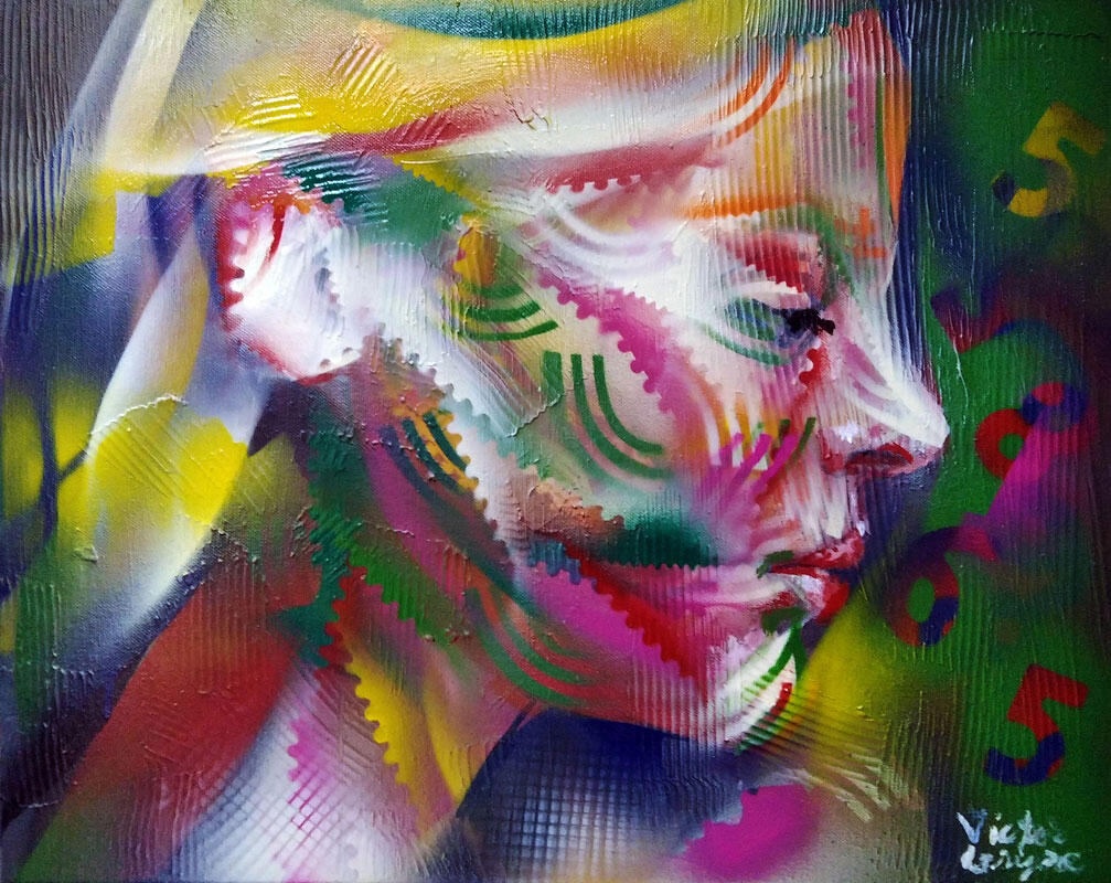 Portrait with Numbers, 40x40 cm, acrylic on canvas, 2023.